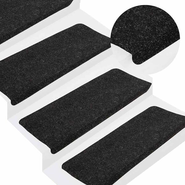 vidaXL Stair Mats Self-adhesive 15 pcs 65x24.5x3.5 cm Anthracite