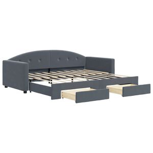 vidaXL Daybed with Trundle&Drawers without Mattress Dark Grey 90x190cm