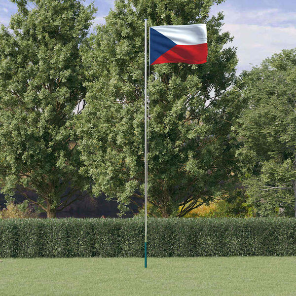 vidaXL Czech Flag and Pole 6.08 m Aluminium