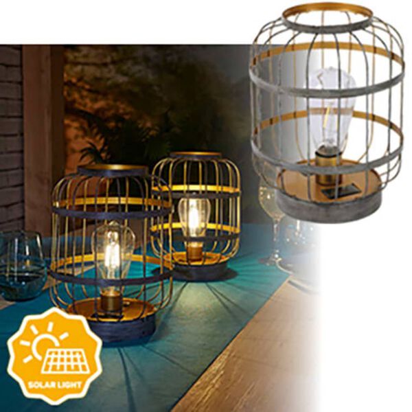 Luxform Solar LED Garden Table Light Cambridge Grey and Gold