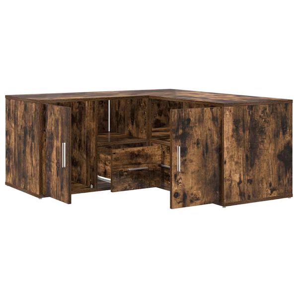 vidaXL Corner Cabinet Smoked Oak 160x40x45 cm Engineered Wood