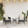 vidaXL Garden Chairs with Cushions 2 pcs Black Poly Rattan