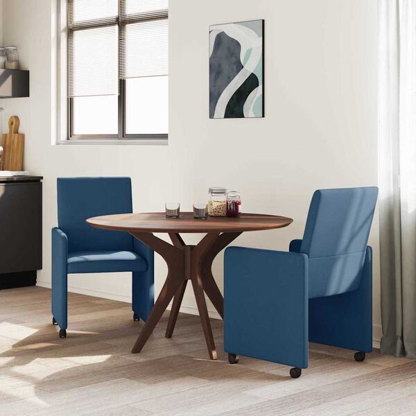 vidaXL Dining Chairs with Wheels 2 pcs Blue 57 x 66 x 94 cm Fabric
