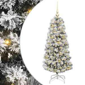 vidaXL Artificial Hinged Christmas Tree Green and White 120 cm