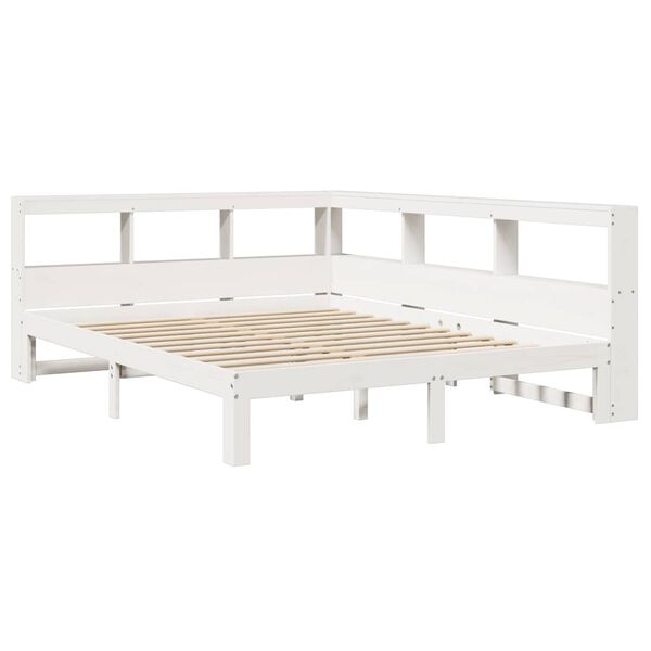 vidaXL Bookcase Bed without Mattress White 140x200 cm Solid Wood Pine