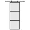 vidaXL Sliding Door with Hardware Set Black 76x205 cm Tempered Glass