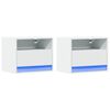 vidaXL Wall-mounted Bedside Cabinets with LED Lights 2 pcs White