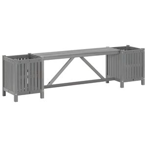 vidaXL Garden Bench with 2 Planters 150cm Solid Acacia Wood Grey