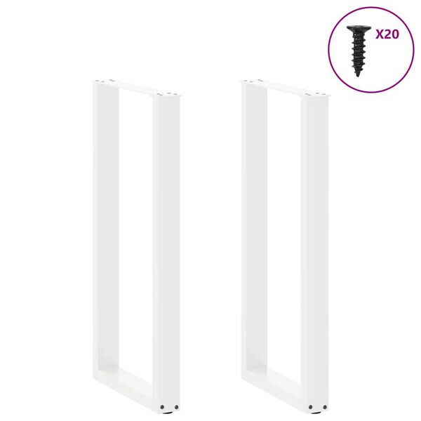 vidaXL Bar Table Legs U-Shaped 2 pcs White 40x(100-101) cm Steel