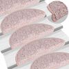 vidaXL Stair Mats 15 pcs 56x17x3 cm Light Pink Half Round