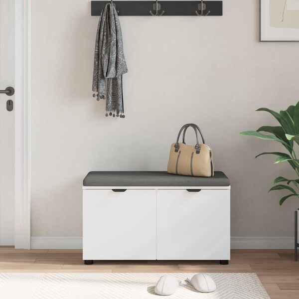 vidaXL Hall Bench with Cushion with Storage White 80 x 46 x 46 cm