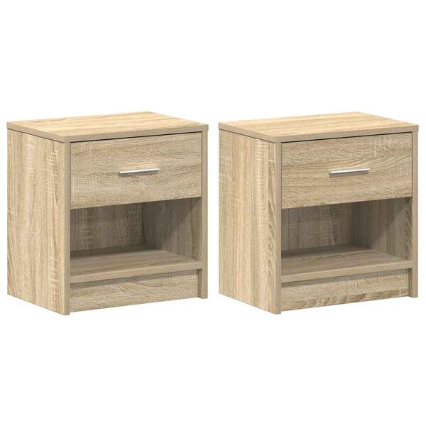 vidaXL Bedside Cabinets 2 pcs with Drawer Sonoma Oak 39x28x41 cm