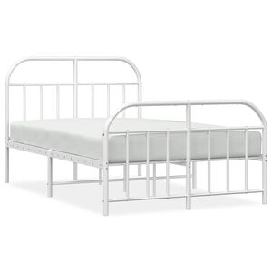 vidaXL Bed Frame | White | Powder-Coated Steel | Double | Bed Frame