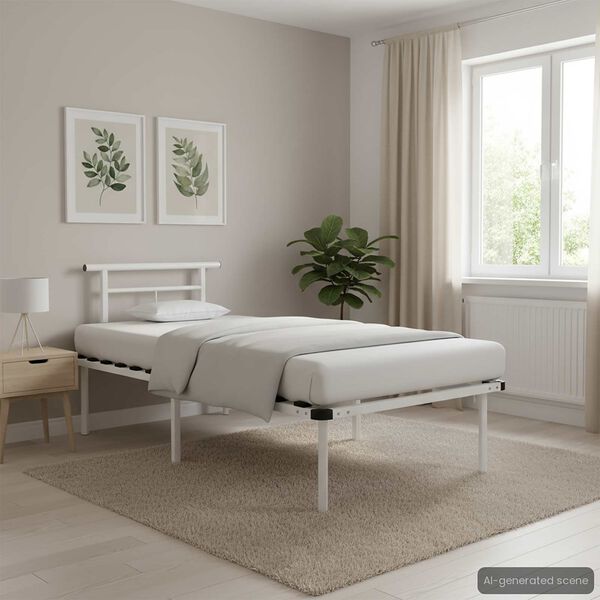 vidaXL Bed Frame without Mattress without Mattress White Metal 90x200cm