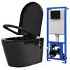 vidaXL Wall Hung Toilet with Concealed Cistern Ceramic Black