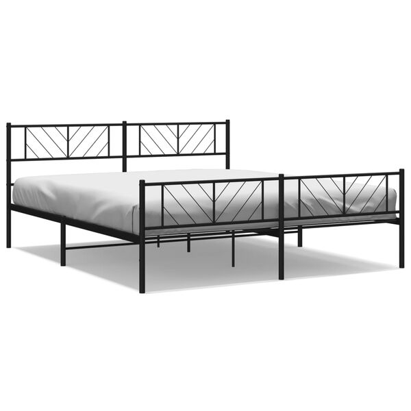vidaXL Metal Bed Frame without Mattress with Footboard Black 180x200cm