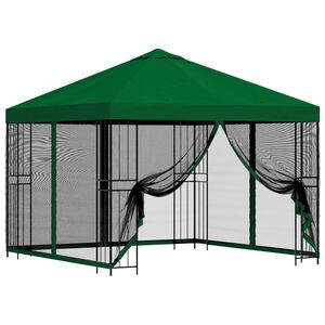 vidaXL Garden Gazebo with Sidewalls 3 x 3 m Green Polyester and Steel