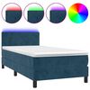 vidaXL Box Spring Bed with Mattress&LED Dark Blue 90x190cm Velvet