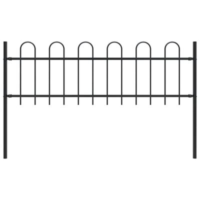 vidaXL Garden Fence with Hoop Top Steel 10.2x0.6 m Black