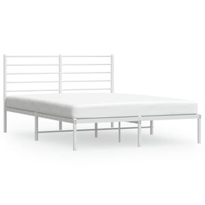 vidaXL Metal Bed Frame without Mattress with Headboard White 160x200cm