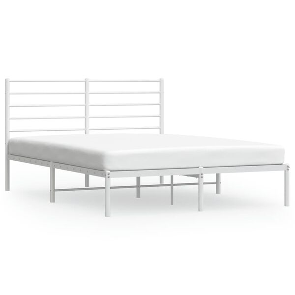 vidaXL Metal Bed Frame without Mattress with Headboard White 160x200cm