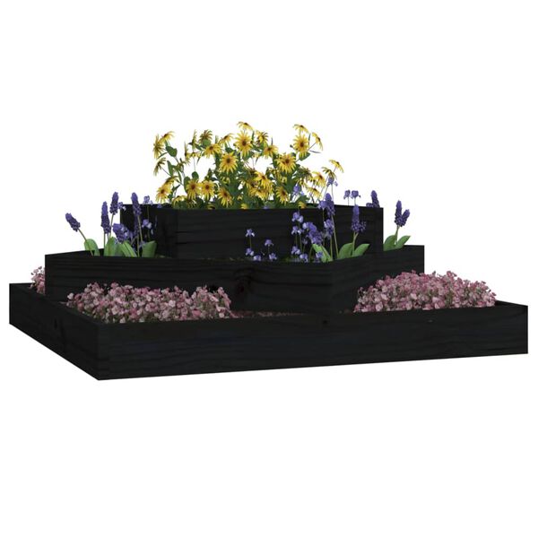 vidaXL Planter Black 83x83x27 cm Solid Wood Pine