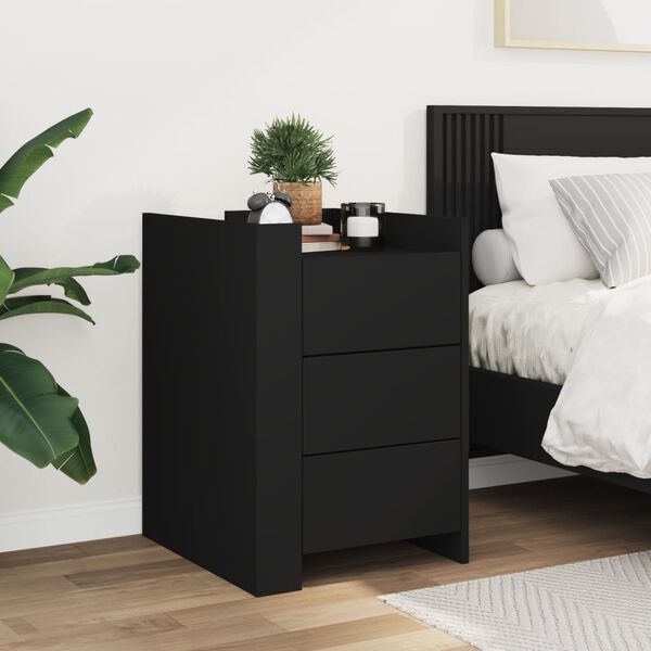 vidaXL Bedside Cabinet Black 45x50x65 cm Engineered Wood