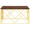 vidaXL Coffee Table Gold Stainless Steel and Solid Wood Reclaimed