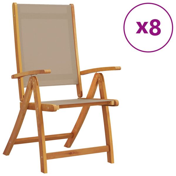 vidaXL Folding Garden Chairs 8 pcs Solid Wood Acacia and Textilene