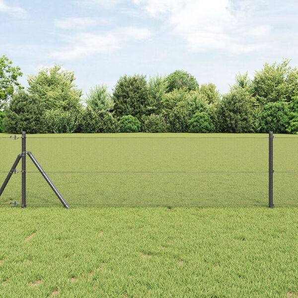 vidaXL Welded Wire Fence Grey 0.8 x 25 m Steel