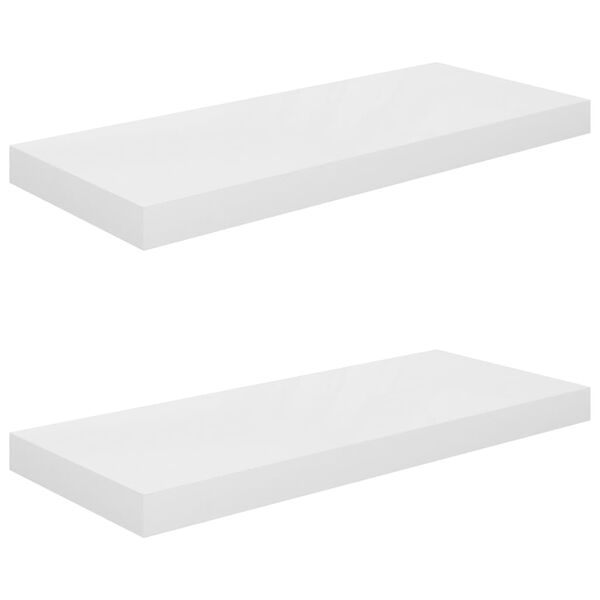 vidaXL Floating Wall Shelves 2 pcs High Gloss White 60x23.5x3.8 cm MDF