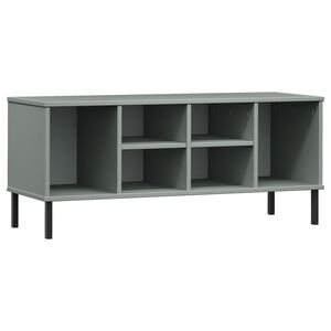 vidaXL Shoe Rack with Metal Legs Grey 106x35x45 cm Solid Wood OSLO