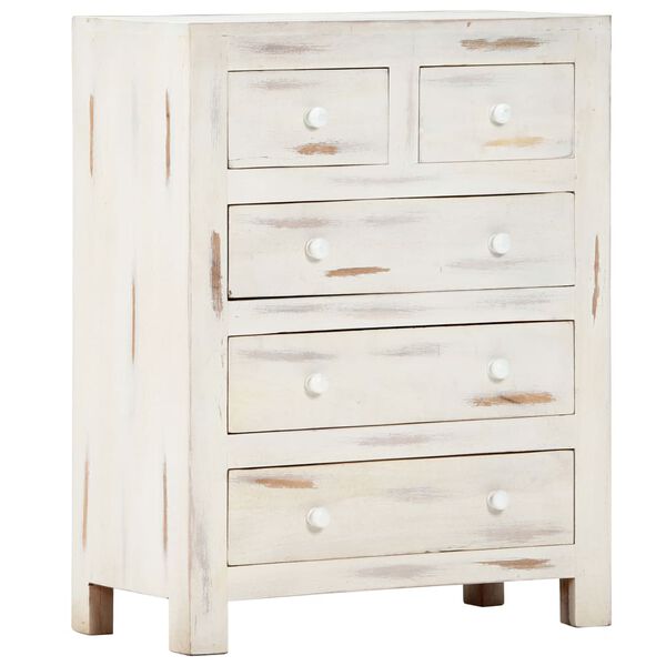 vidaXL Drawer Cabinet White 58x30x75 cm Solid Acacia Wood