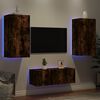 vidaXL 4 Piece TV Wall Units with LED Smoked Oak Engineered Wood