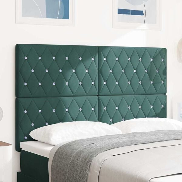 vidaXL Headboard with Headboard Dark Green 144 cm Faux Leather