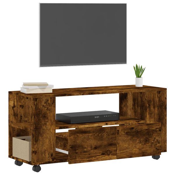 vidaXL TV Cabinet Smoked Oak 102x34.5x43 cm Engineered Wood