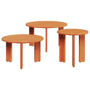 vidaXL Coffee Table 3 pcs Wax Brown Solid pine wood
