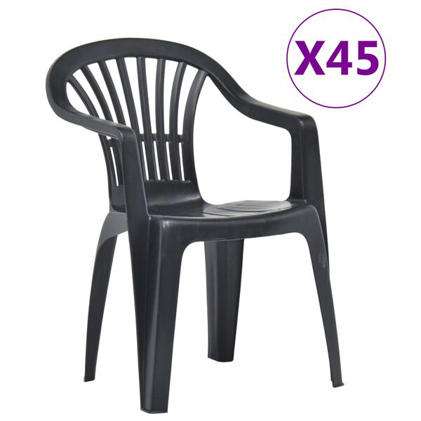 vidaXL Stackable Garden Chairs 45 pcs Plastic Anthracite