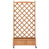 vidaXL Planter with Trellis and Wheels Brown Solid Wood Fir