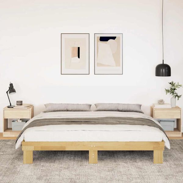 vidaXL Bed Frame without Mattress 200x200 cm Solid Wood Oak