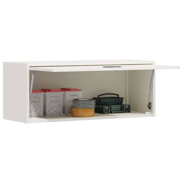 vidaXL Wall Cabinet for Garage with Gas-lift Door White