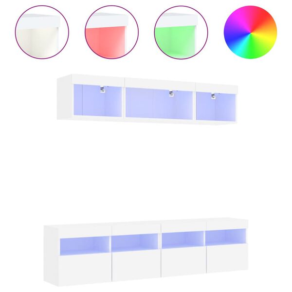 vidaXL 5 Piece TV Wall Units with LED White Engineered Wood