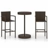 vidaXL 3 Piece Garden Bar Set Poly Rattan Brown