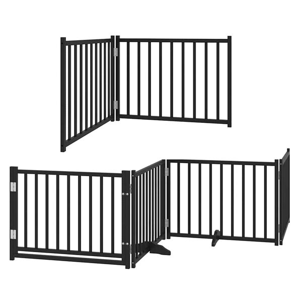 vidaXL Dog Gate with Door Foldable 12 Panels Black 960 cm Poplar Wood