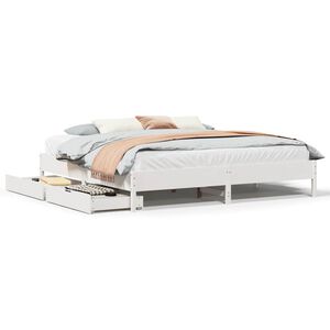 vidaXL Bed Frame without Mattress White 200x200 cm Solid Wood Pine