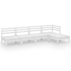 vidaXL 5 Piece Garden Lounge Set Solid Pinewood White