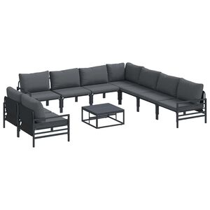 vidaXL Garden Sofa Set 10 pcs Black Steel