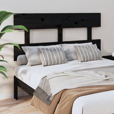 vidaXL Bed Headboard Black 144x3x81 cm Solid Wood Pine