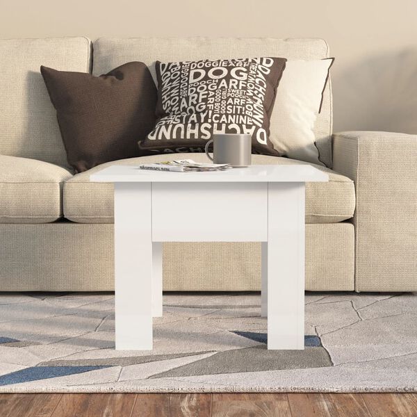 vidaXL Coffee Table High Gloss White 55x55x42 cm Engineered Wood