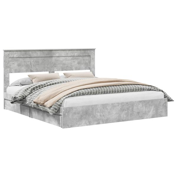 vidaXL Storage Bed Concrete Grey 200 x 200 cm Engineered Wood